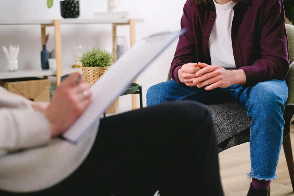 Therapist and client discussing issues